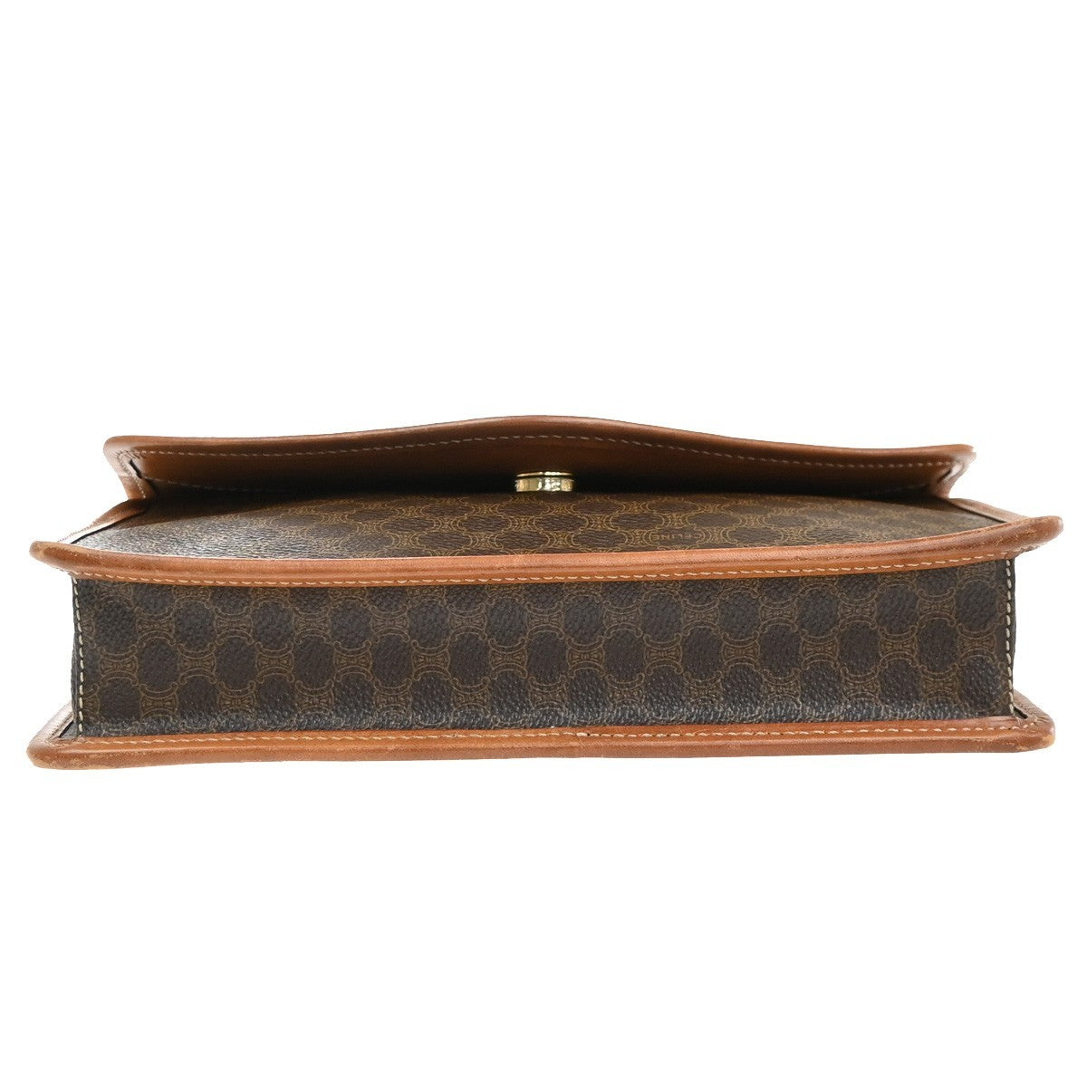 CELINE Logo Macadam Pattern Shoulder Bag PVC Leather Brown GHW Italy 31MA650