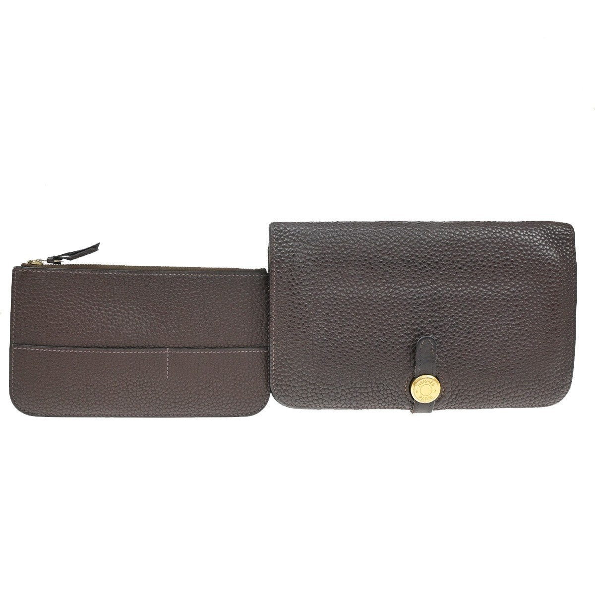 HERMES Logos Dogon GM Long Bifold Wallet Togo Leather Brown GHW 86YH814