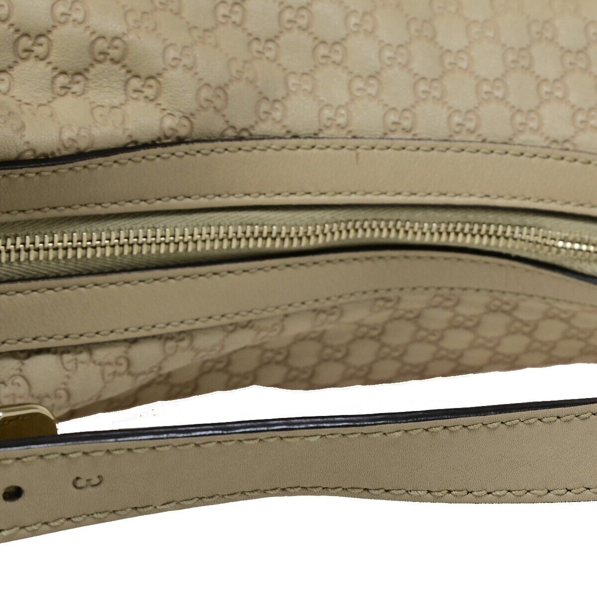 GUCCI Micro GG Guccissima Shoulder Hand Bag Leather Beige Italy 85EB460