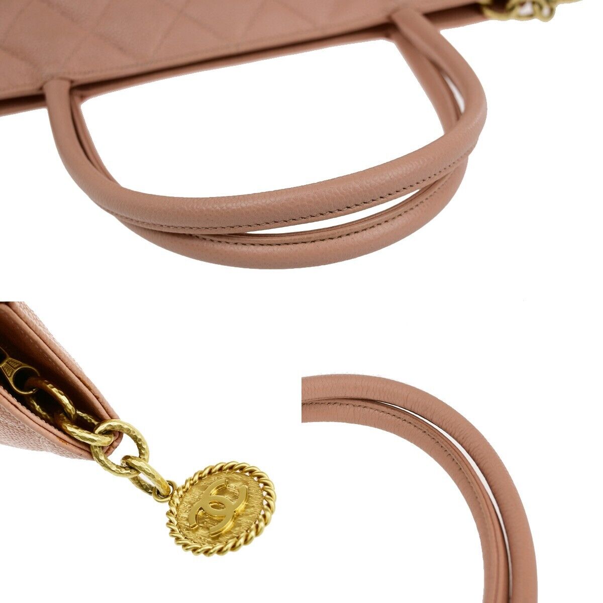CHANEL CC Logo Medallion Shoulder Tote Bag Caviar Skin Leather PK GHW 691RJ822