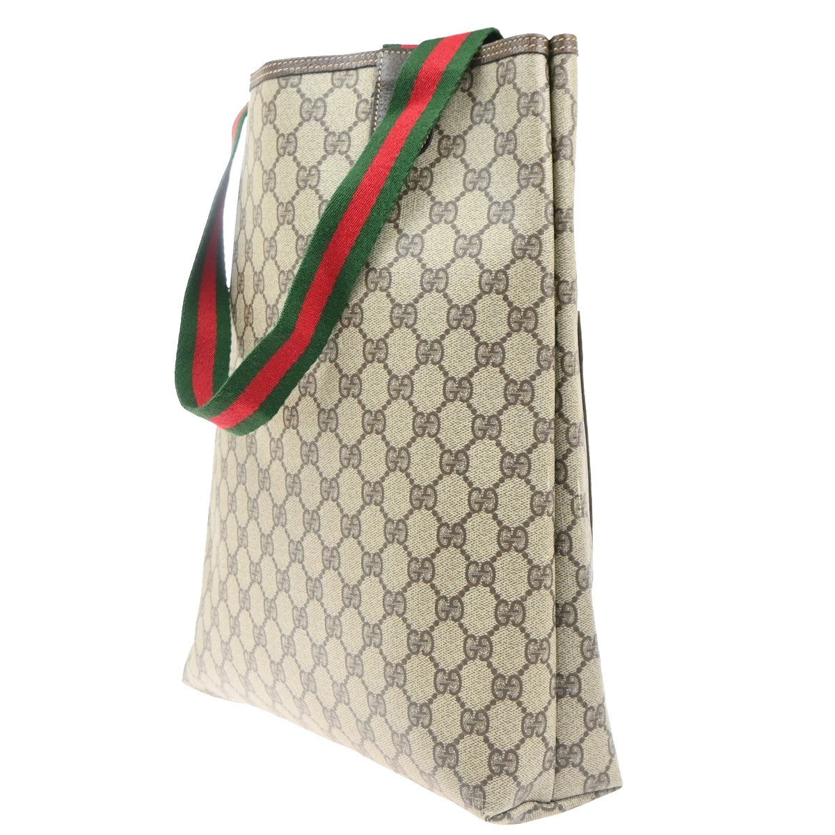GUCCI Logo GG Sherry Line Shoulder Tote Hand Bag PVC Leather Beige Italy 69MA455