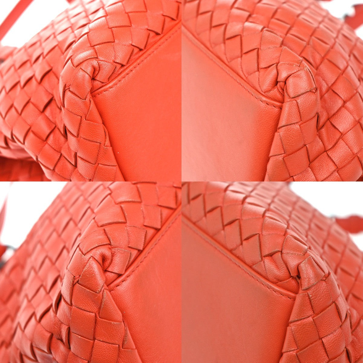 BOTTEGA VENETA Logo Intrecciato 2way Shoulder Hand Bag Leather Red Italy 99MA144