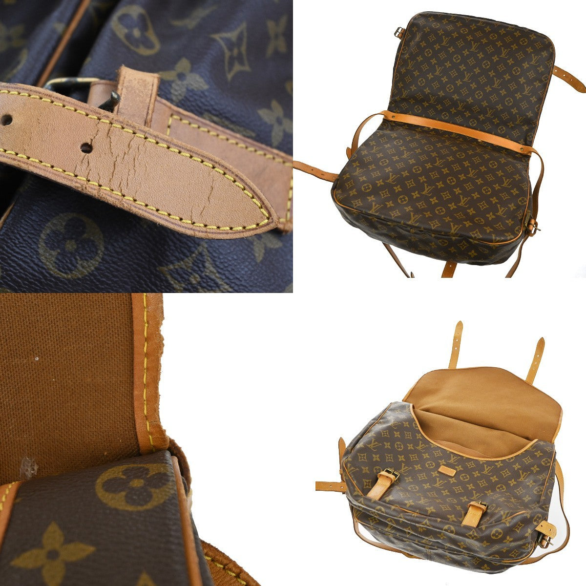 LOUIS VUITTON Logo Saumur 43 Shoulder Bag Monogram Leather Brown M42252 81MA628