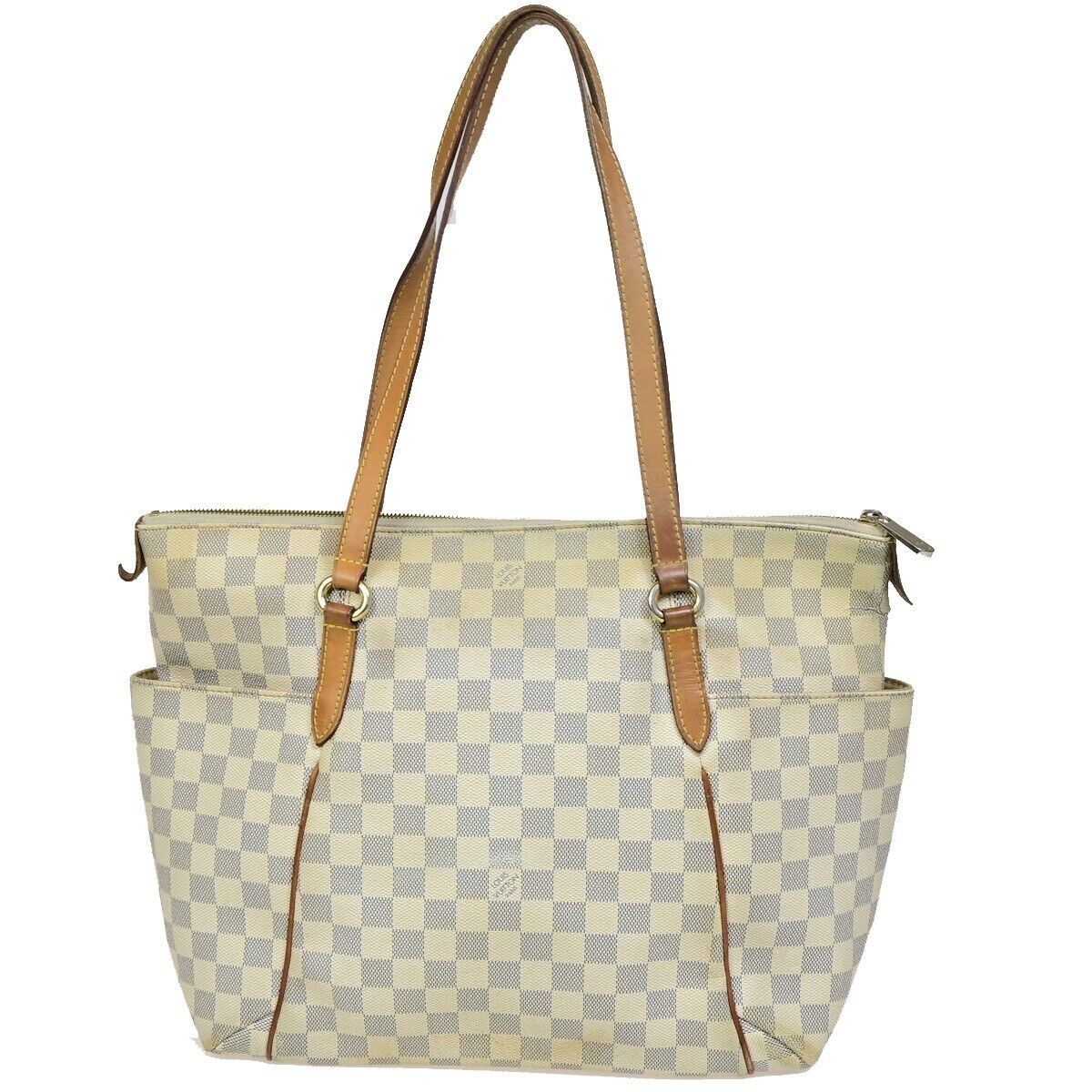 LOUIS VUITTON Totally MM Shoulder Bag Damier Azur Leather White N51262 83EB760