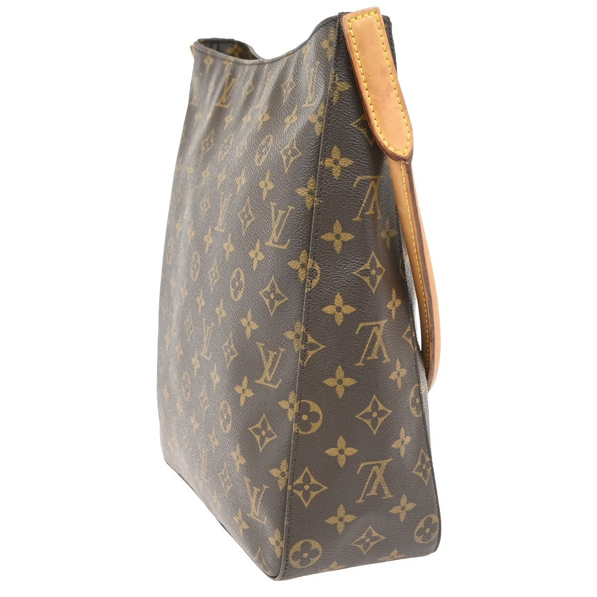 LOUIS VUITTON Logo Looping GM Shoulder Bag Monogram Leather Brown M51145 98TA714