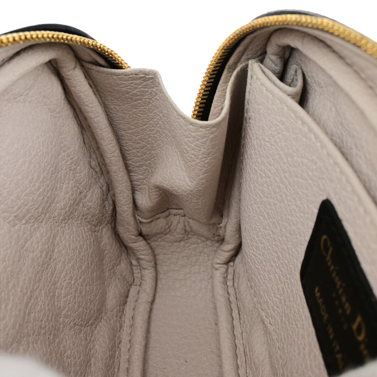 CHRISTIAN DIOR Logo Cannage Caro Mini Pouch Bag Leather Black GHW Italy 85RK740