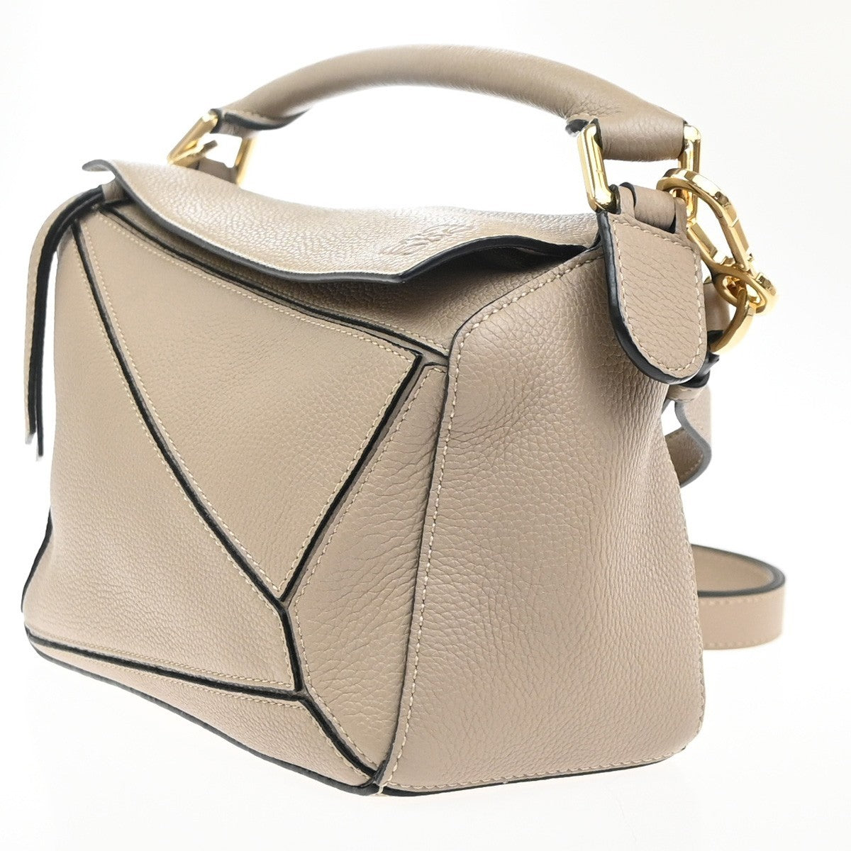 LOEWE Logo Puzzle Small 2way Shoulder Hand Bag Leather Beige Spain GHW 629RL948