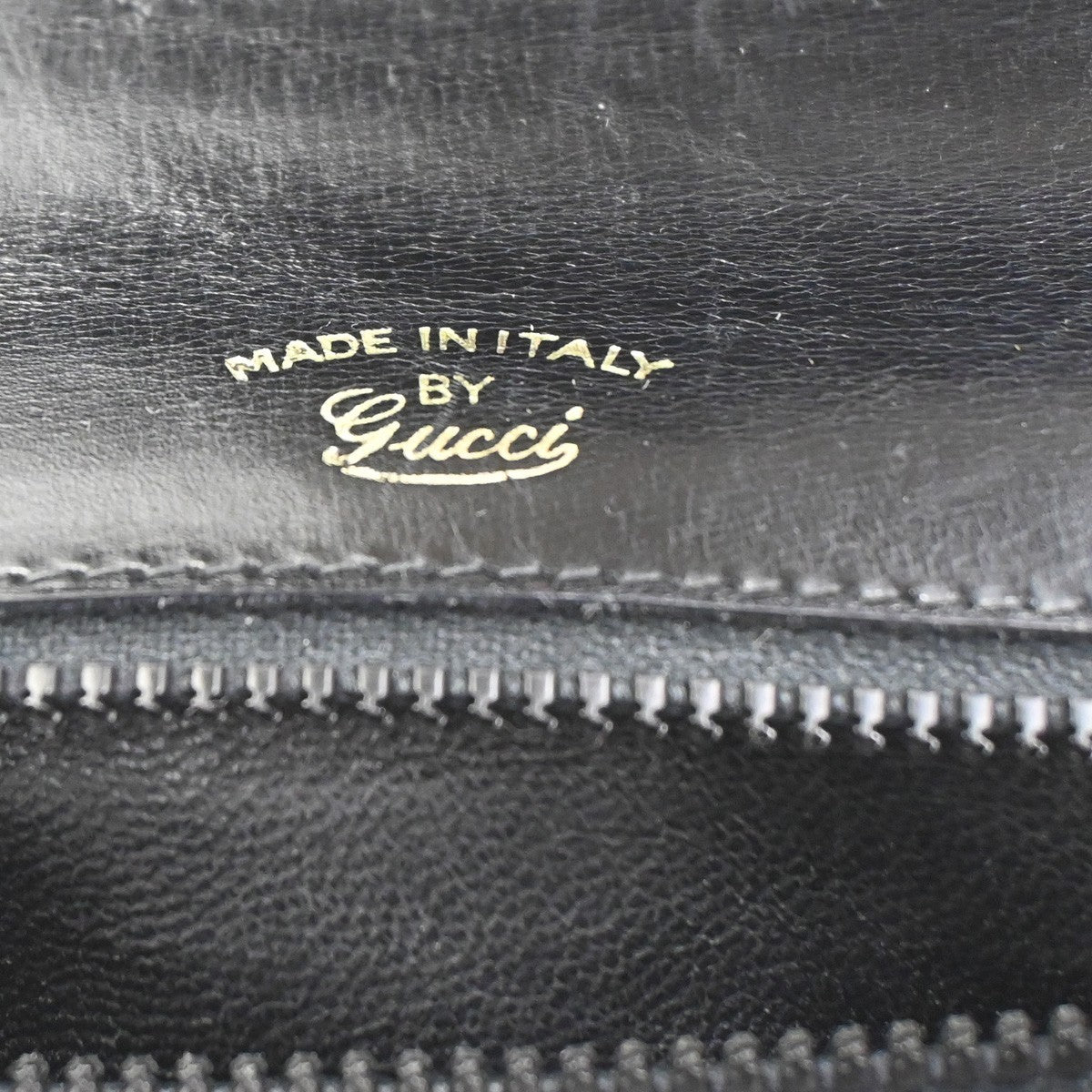 GUCCI Logo Interlocking GG Hand Bag Turn Lock Leather Black GHW Italy 67CA765