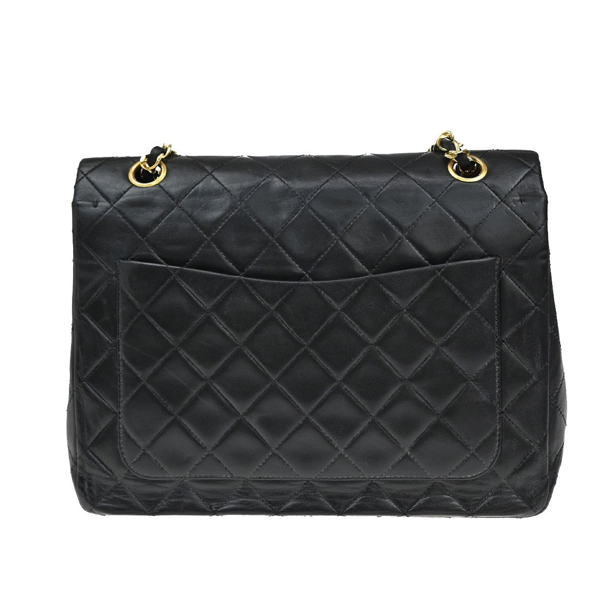 CHANEL CC Matelasse 25 Double Flap Chain Shoulder Bag Leather Black GHW 356RL110