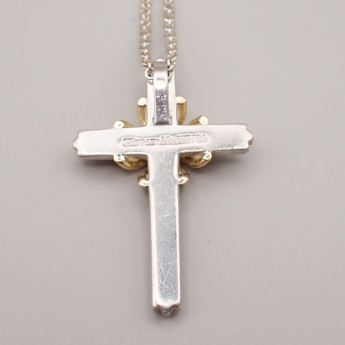 Tiffany & Co. Signature Cross Chain Necklace Pendant Silver 925/Gold 750 83RF610