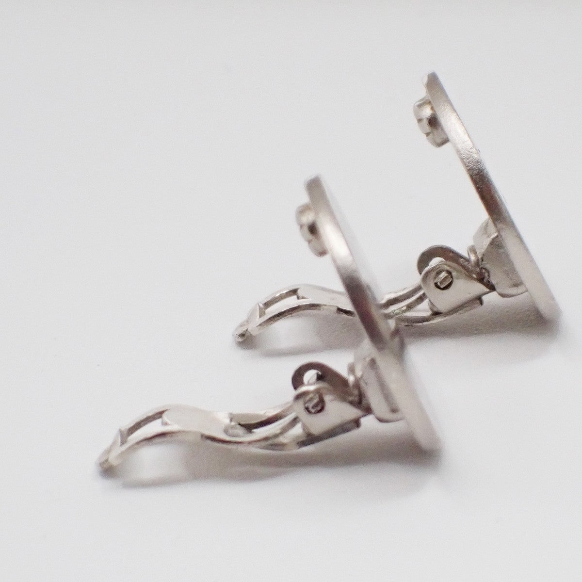 CHANEL CC  Logo Round Button Earrings 00C Clip-On SHW France 65RL813