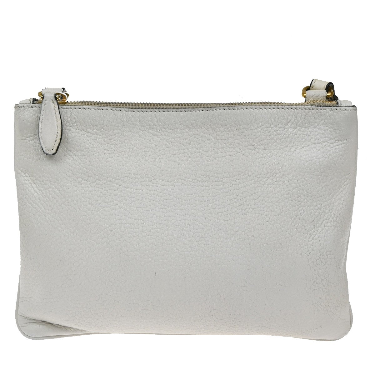 PRADA Logo Crossbody Mini Shoulder Bag Leather White GHW 76YH762