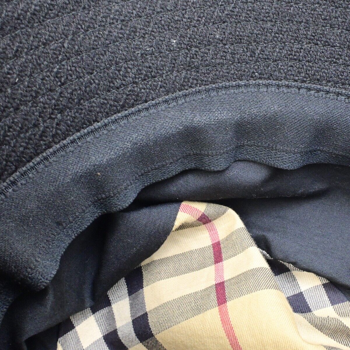 BURBERRY LONDON Logo Nova Check Bucket Hat #M Wool Cotton Leather Black 04KA570