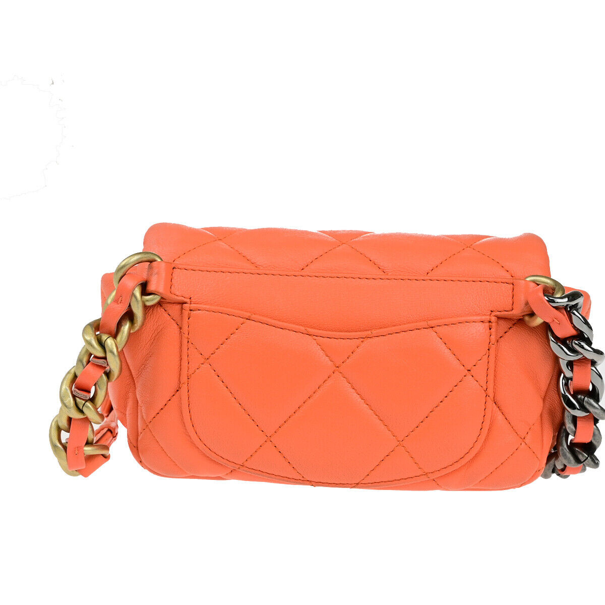 CHANEL 19 CC Logo Quilted Chain Waist Bum Body Bag Leather Orange GHW 813RK713