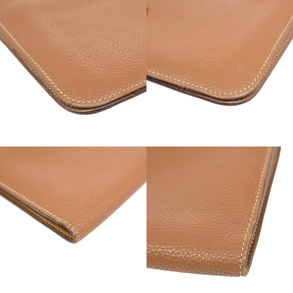 HERMES Logo Dogon GM Long Bifold Wallet Purse Box Calf Leather Brown SHW 84RQ080