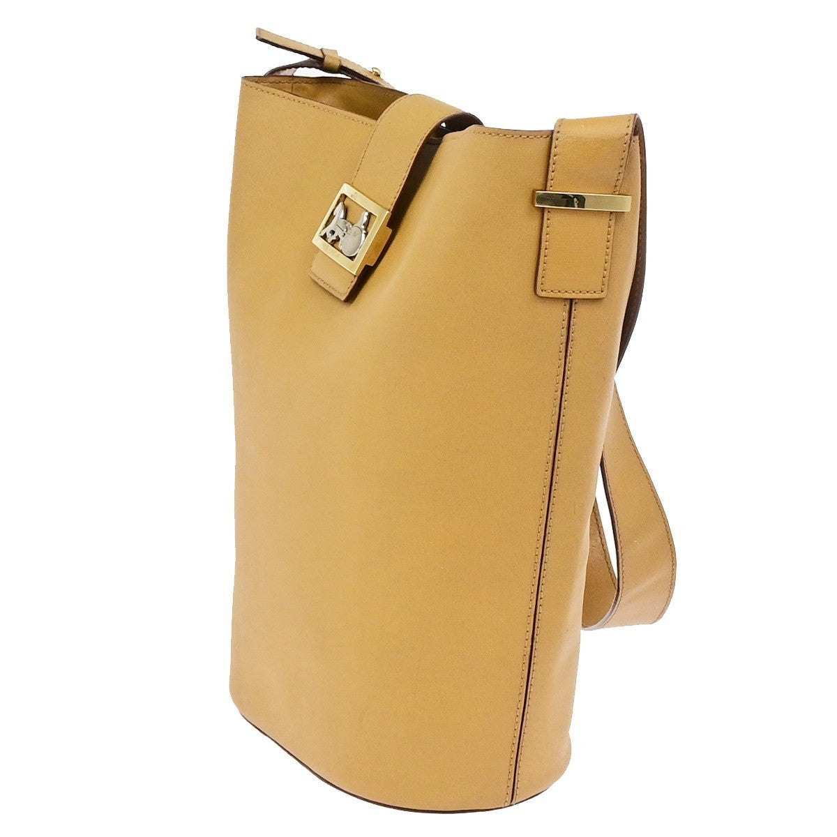CELINE Logo Horse Carriage Shoulder Bag Leather Brown GHW Italy 68KD152