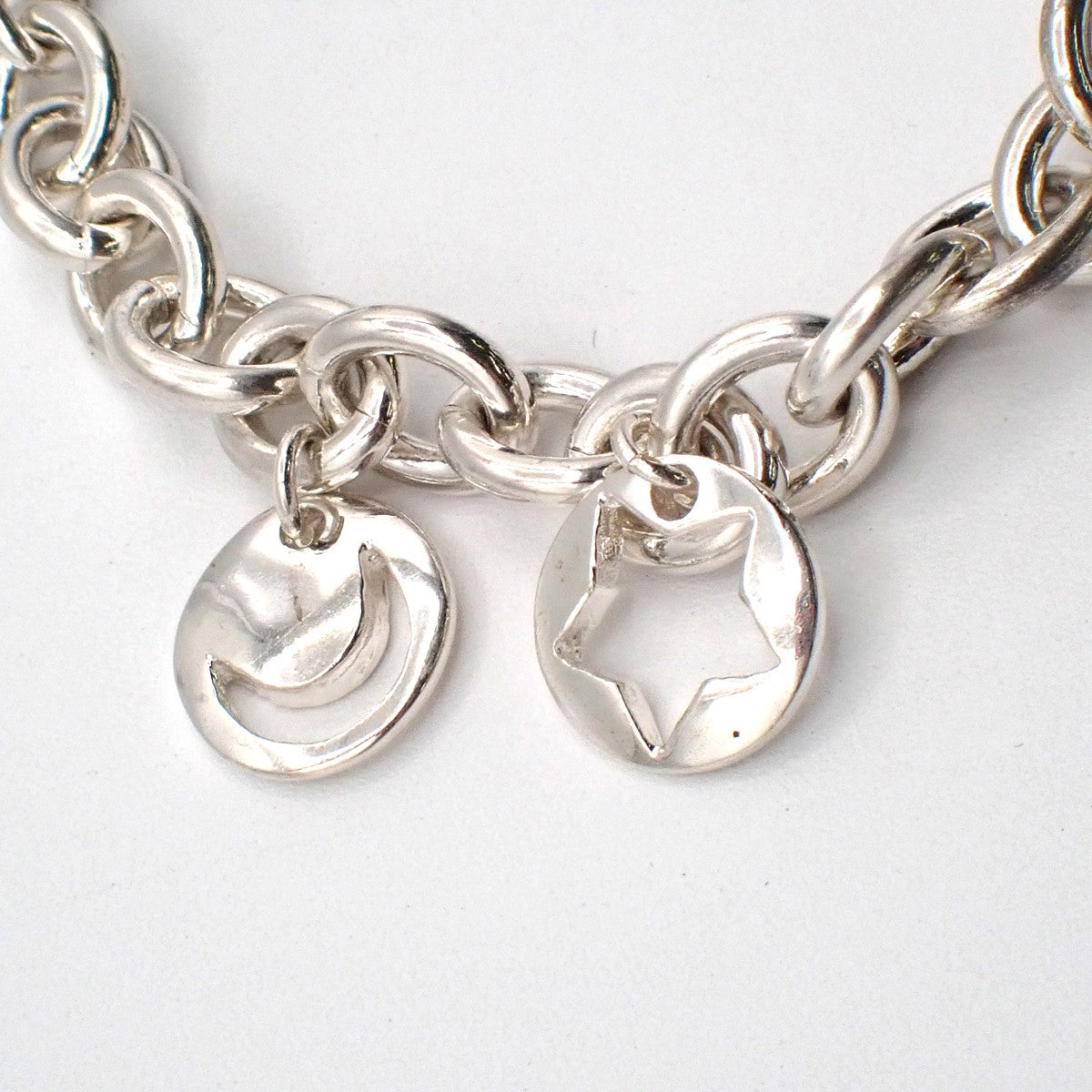 Tiffany & Co. Logo Stencil Charm Bracelet Silver 925 33EG105