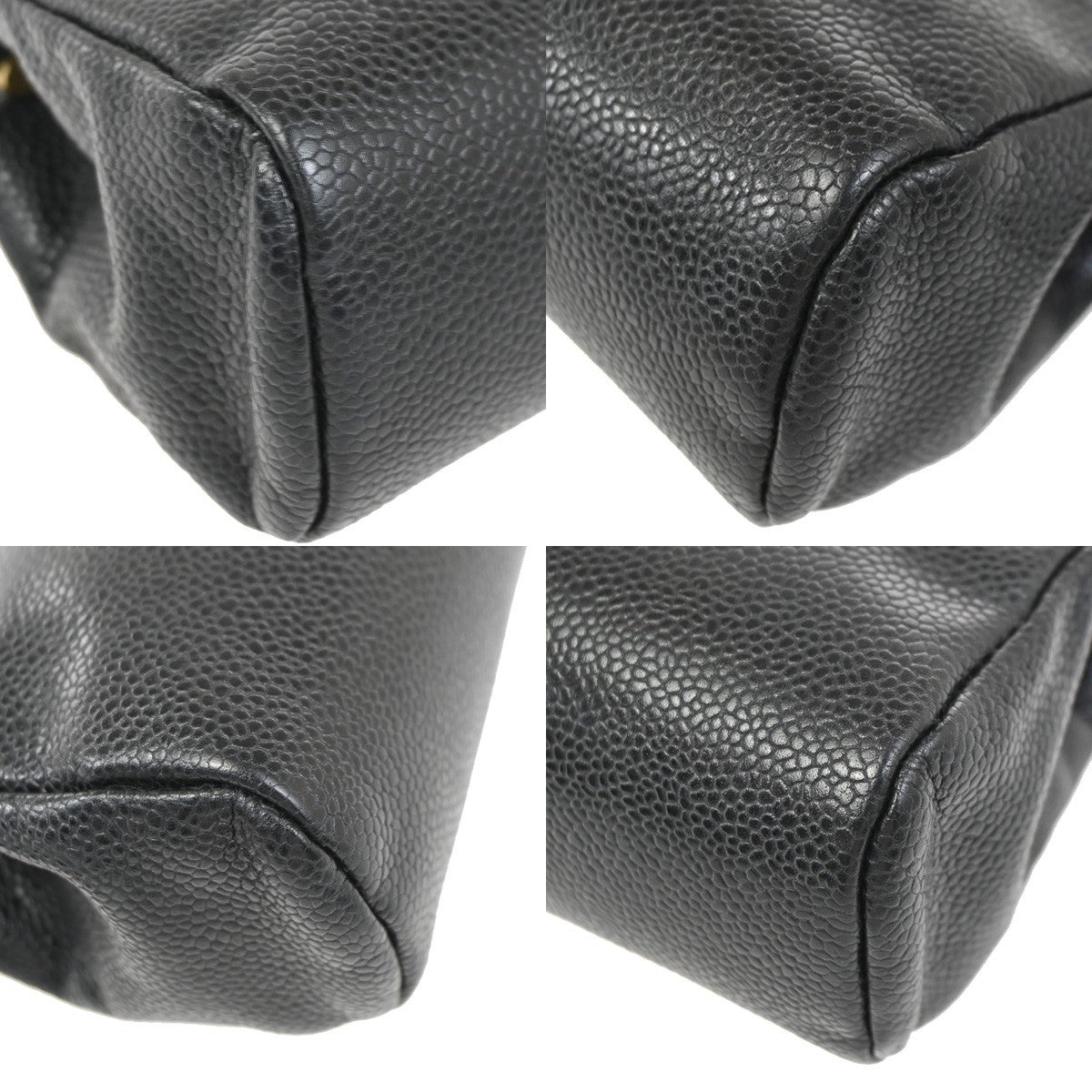 CHANEL CC Logo Cosmetic Pouch Grained Calfskin Leather Black GHW Italy 38RL979