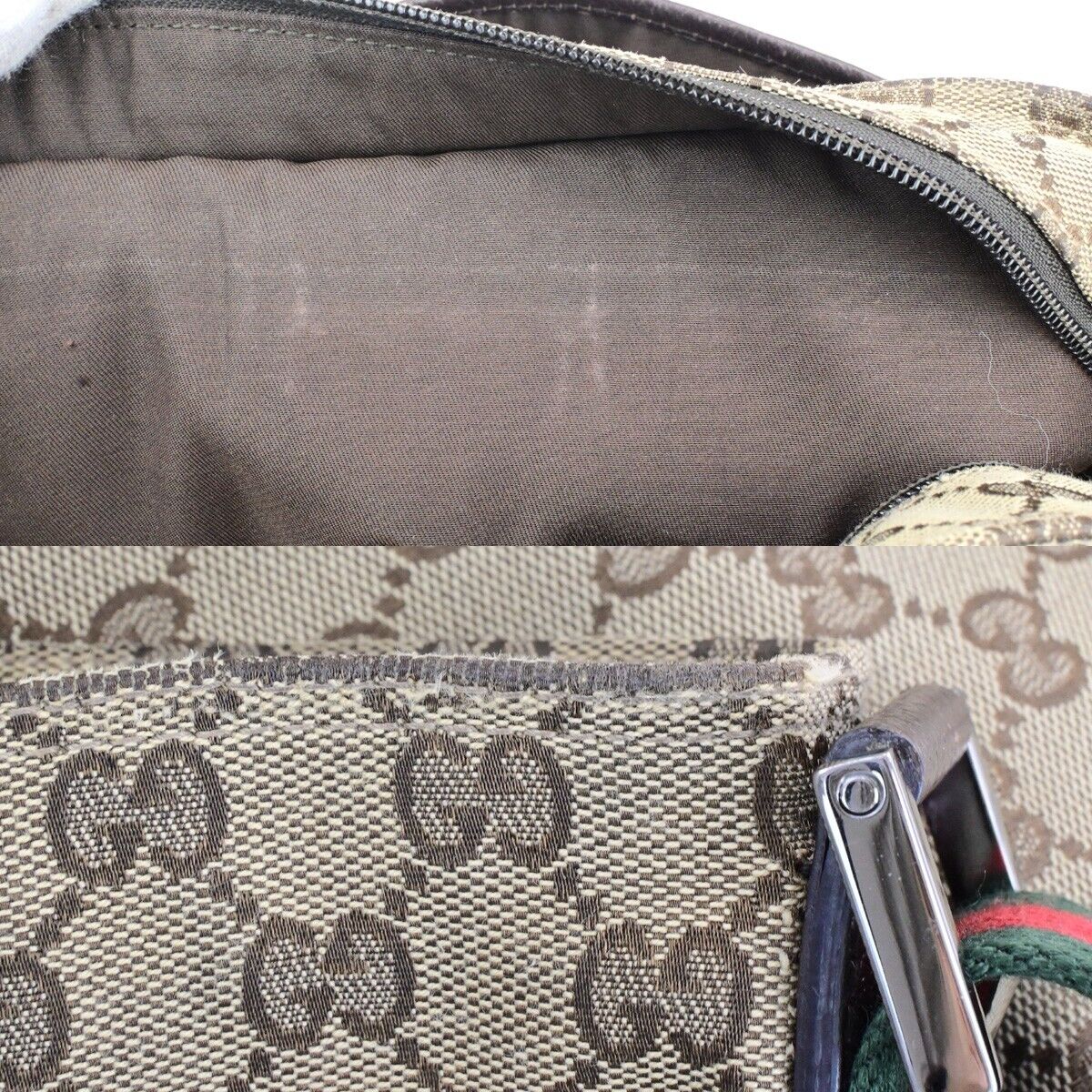 GUCCI GG Pattern Sherry Shoulder Bag Canvas Leather Brown SHW Italy 39ED283