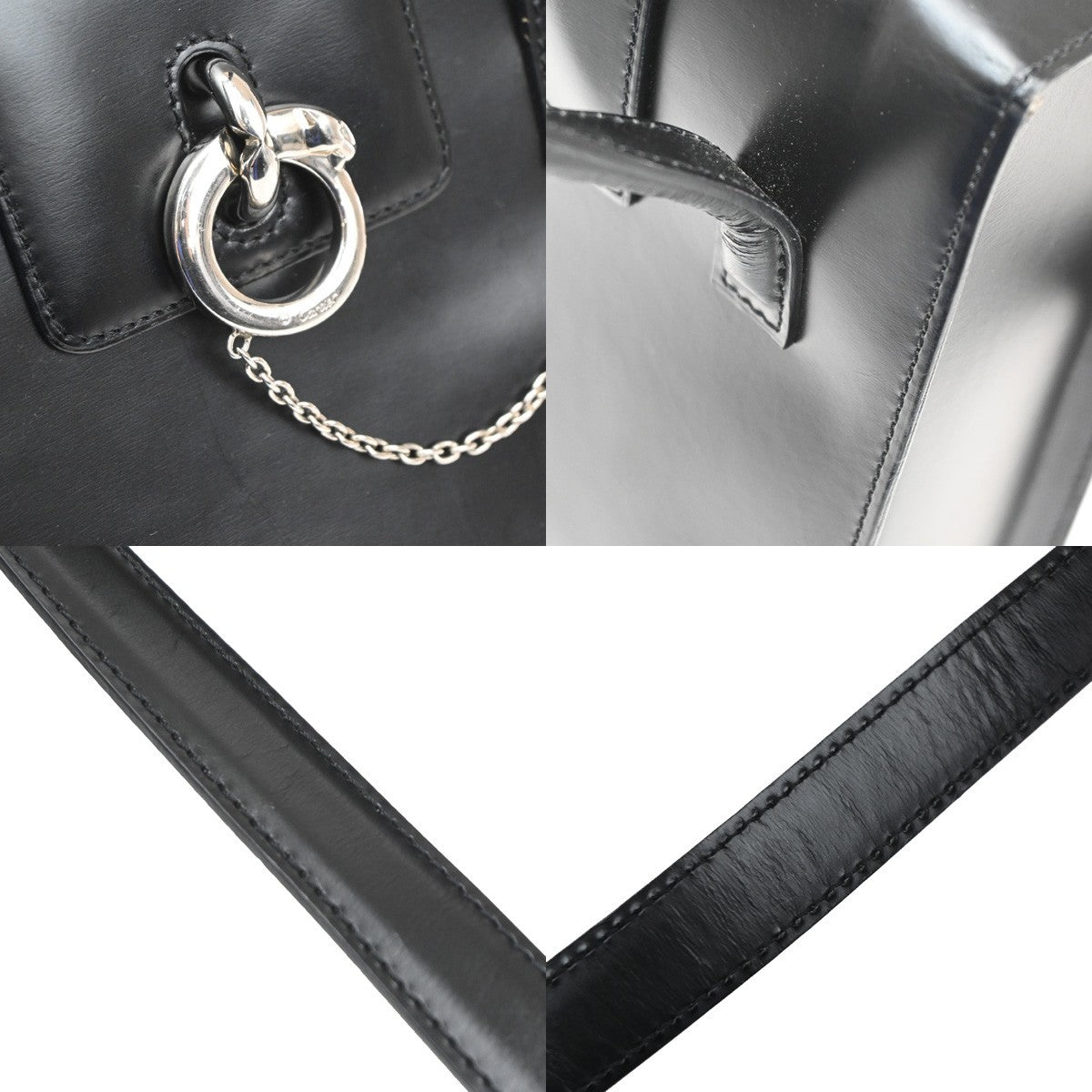 CARTIER Logo Panthere 2Way Shoulder Hand Bag Leathe Black France 38CB059