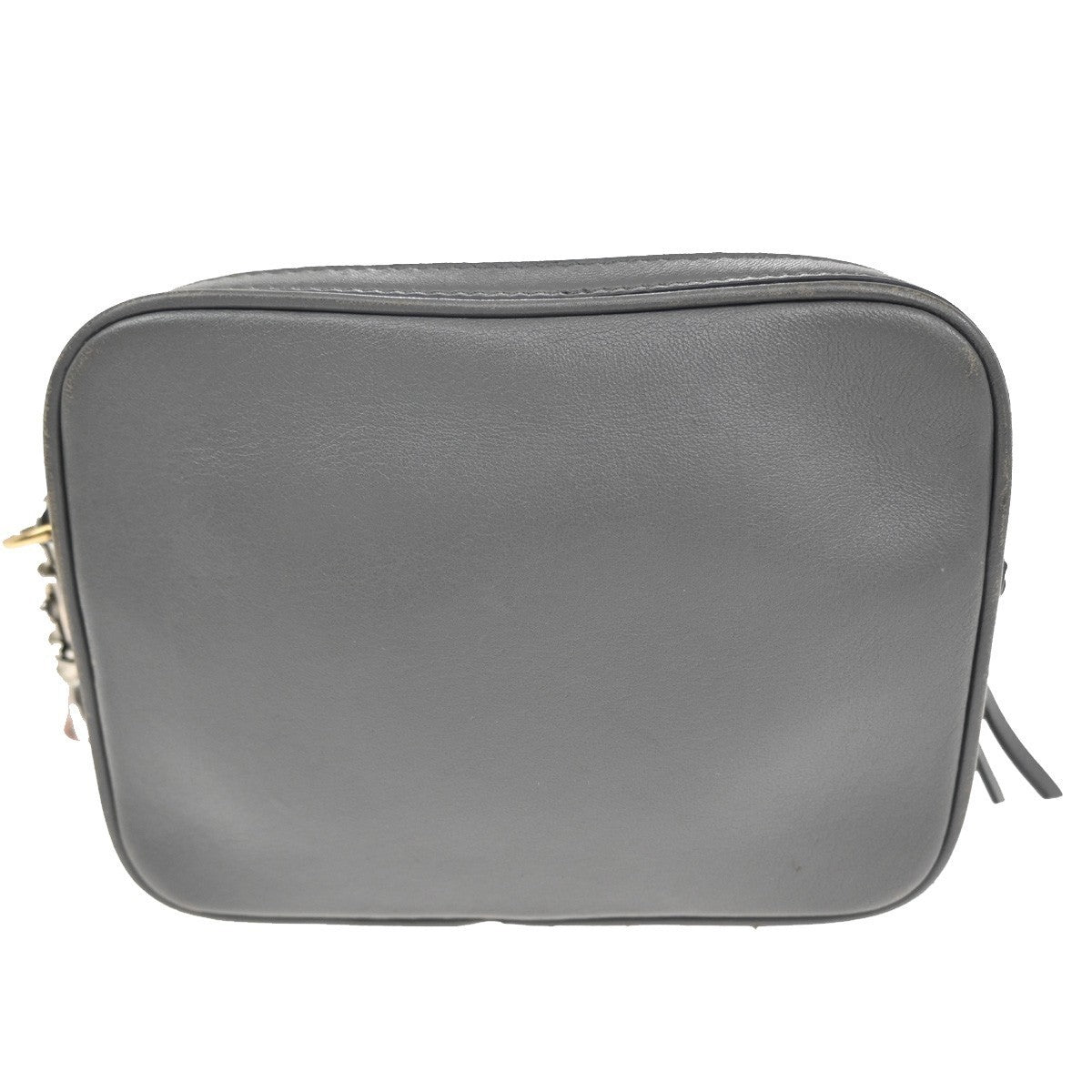 CELINE Logo Mini Pouch Bag Leather Gray GHW France 67TA391
