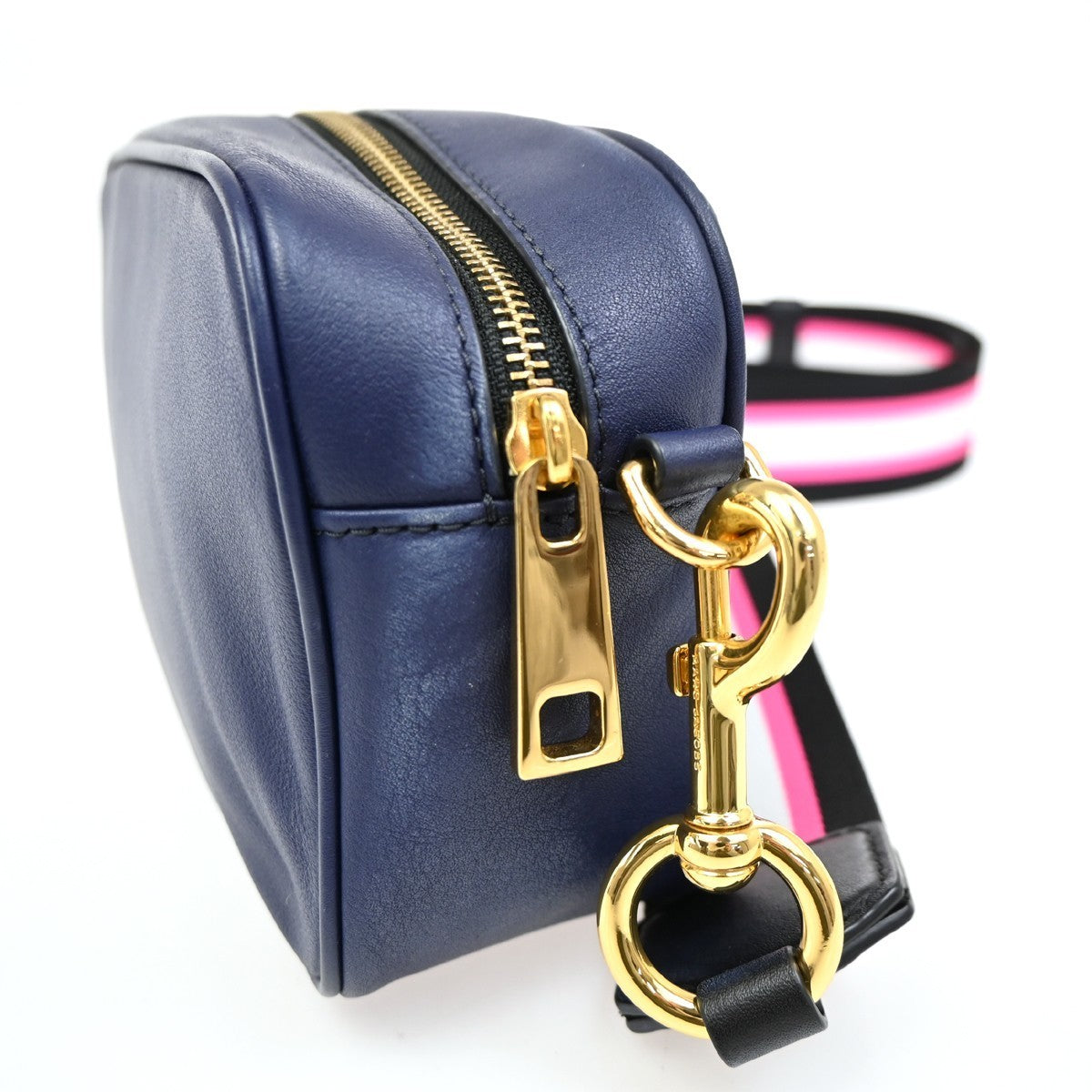 MARC JACOBS Logo The Flash Crossbody Mini Shoulder Bag Leather Blue GHW 61YH854
