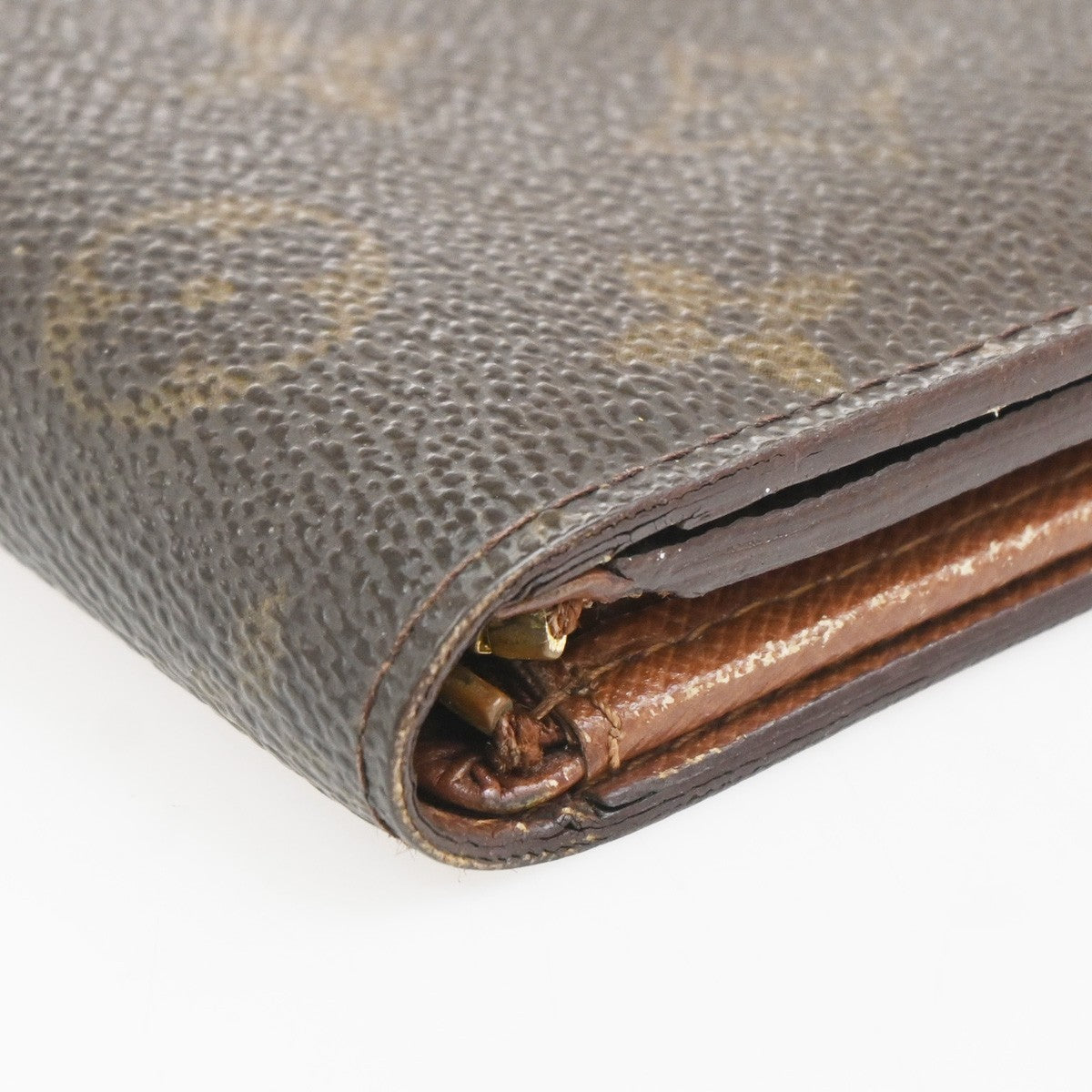 LOUIS VUITTON 3 Set Bifold Trifold Wallet Purse Monogram Leather Brown 63KC964