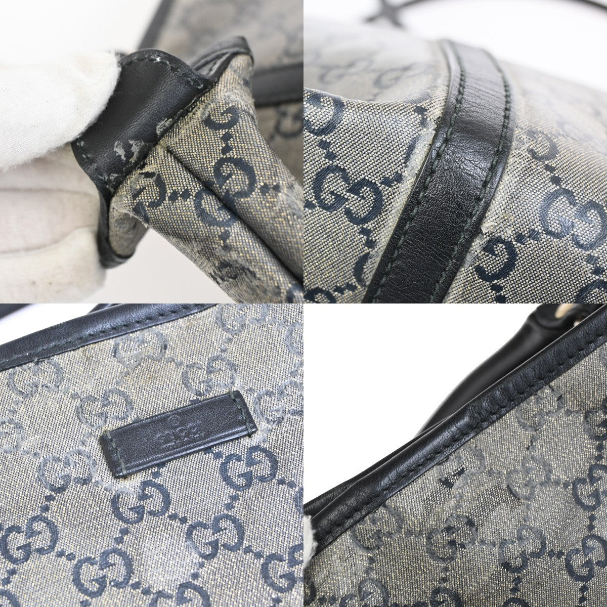 GUCCI GG Crystal Tote Shoulder Bag Coating Canvas Leather Black GHW 60DA042