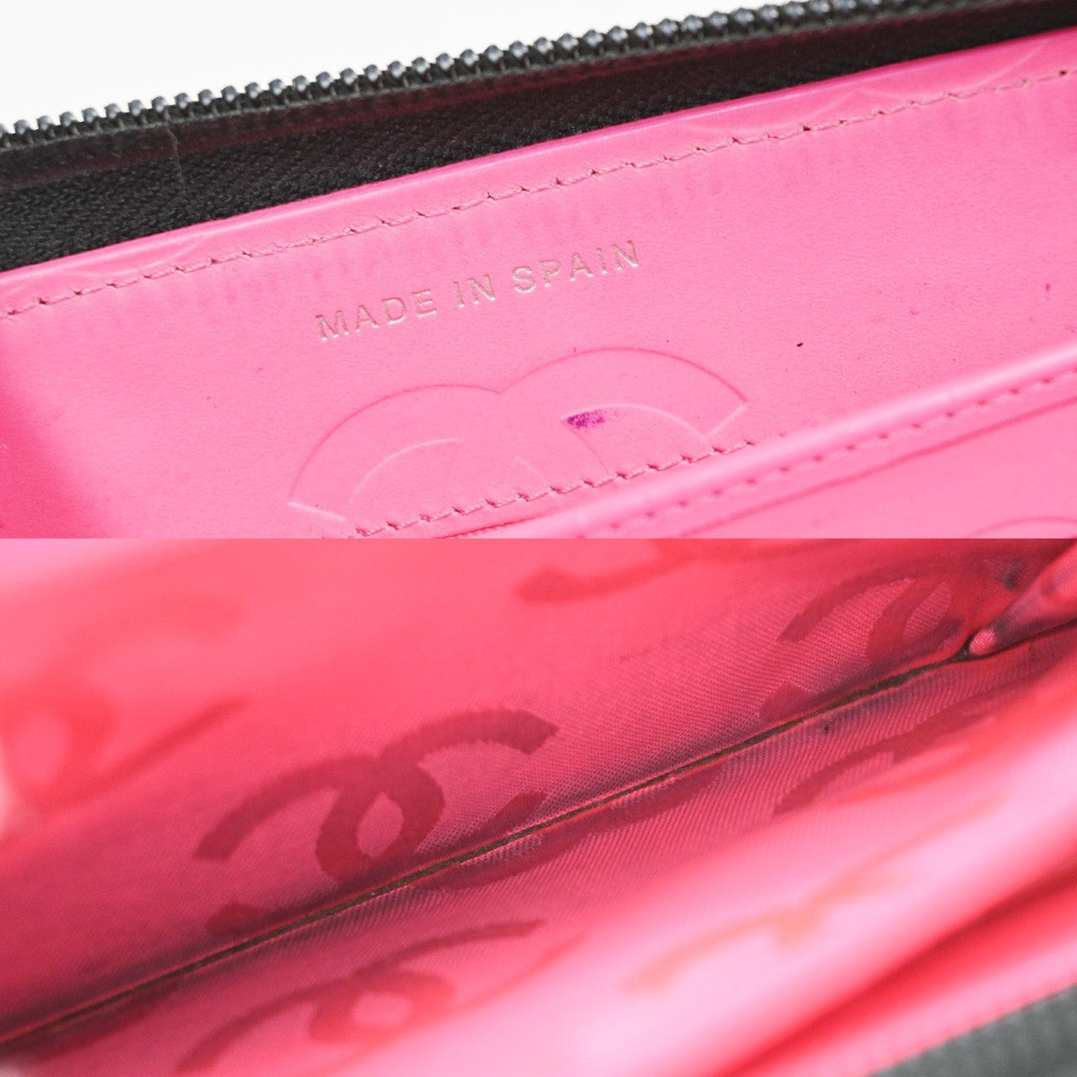 CHANEL CC Cambon Line Zip Around Long Wallet Patent Leather Black Spain 79MA496