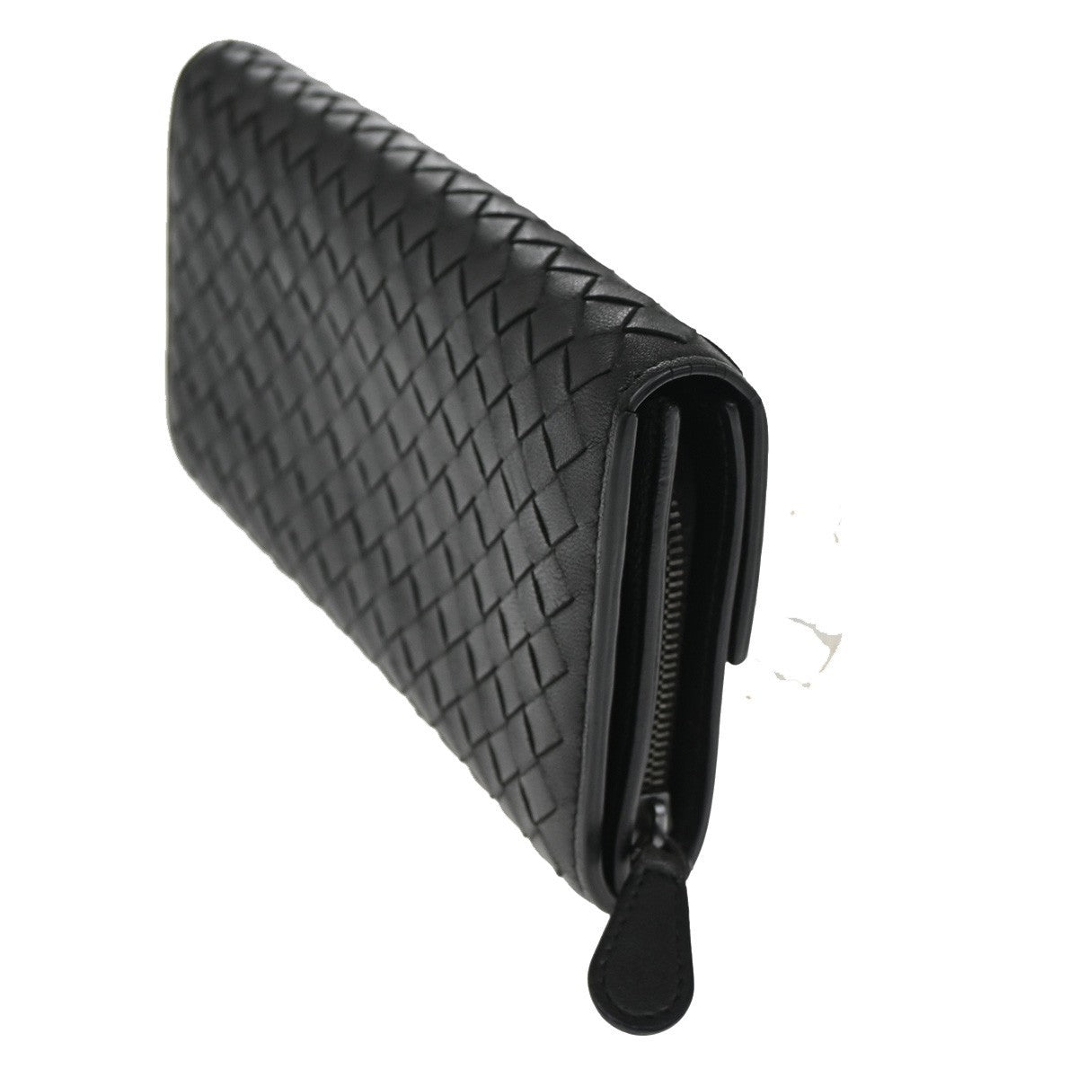 BOTTEGA VENETA Logo Intrecciato Long Bifold Wallet Leather Black 69TA154