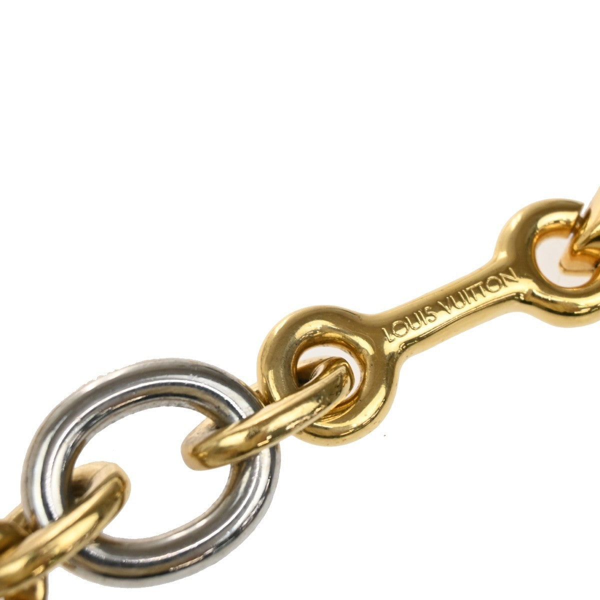 LOUIS VUITTON Logo Chain Long Necklace Gold Silver Italy M62837 87KP110
