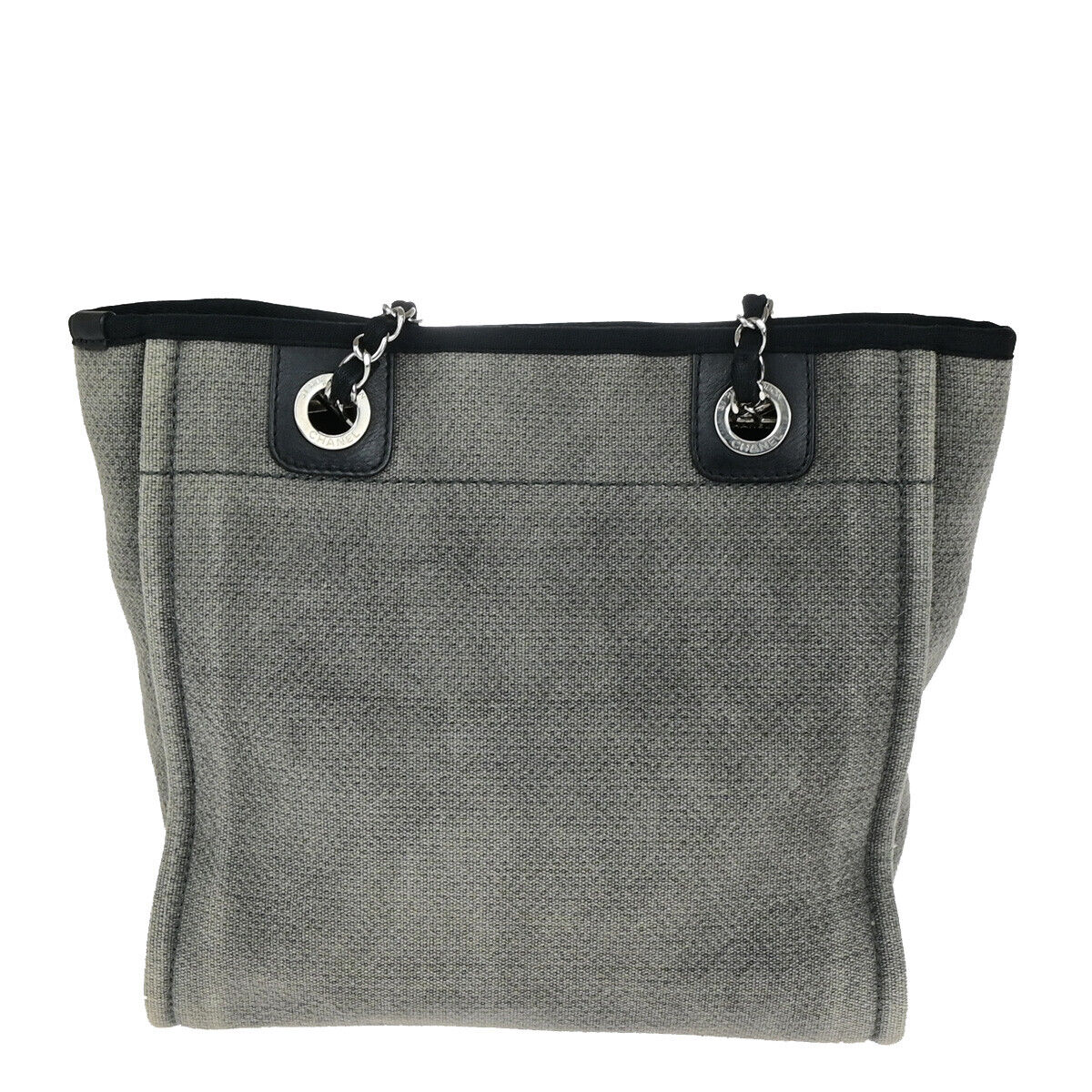 CHANEL CC Logo Deauville Chain Shoulder Tote Bag Canvas Leather GY SHW 663YG352
