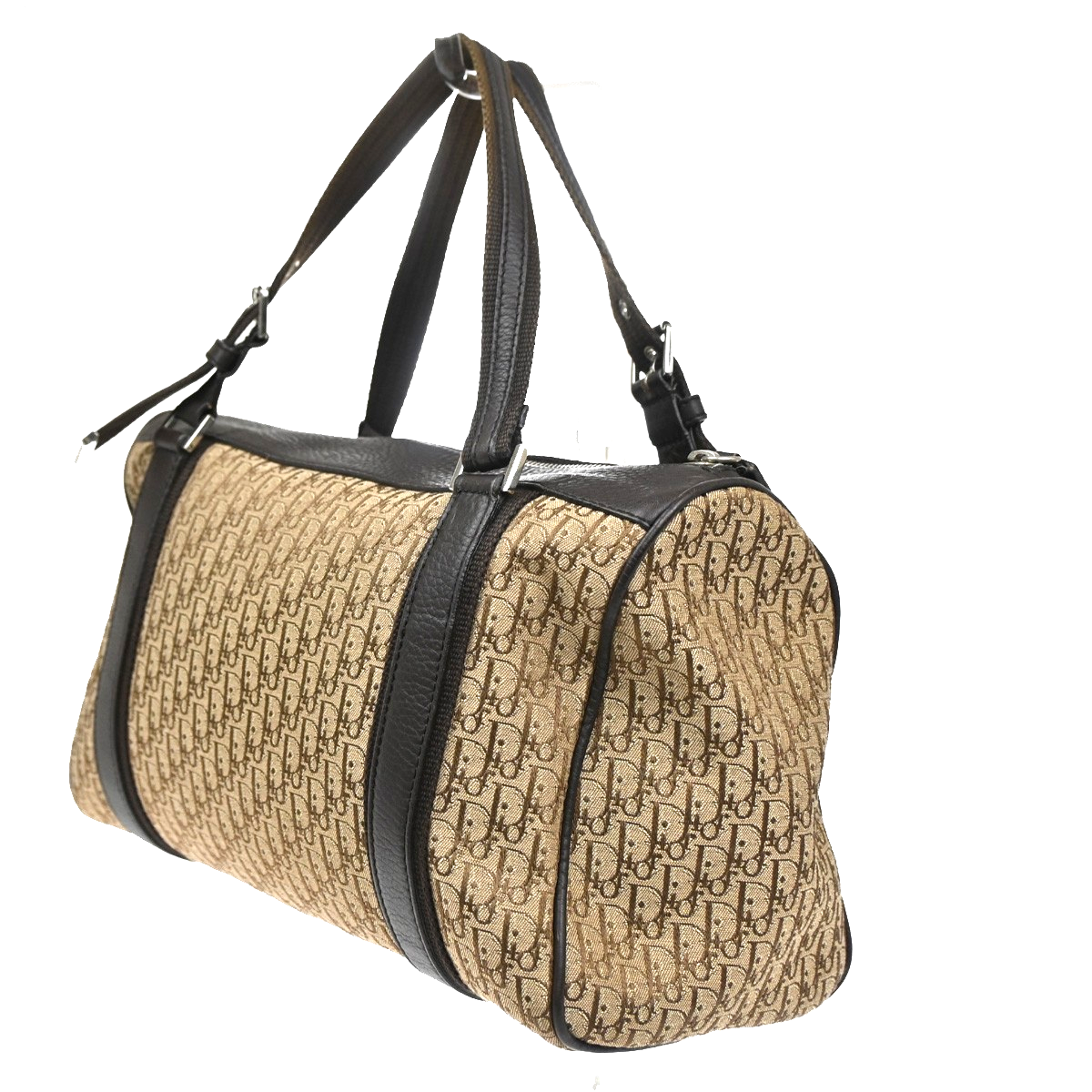 CHRISTIAN DIOR Logo Trotter Pattern Street Chic Bag Canvas Leather Beige 15CA370