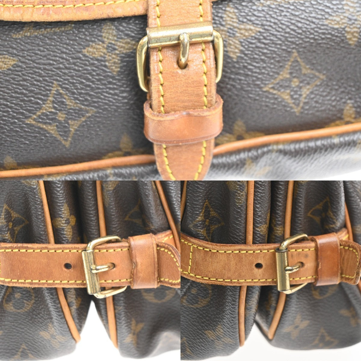 LOUIS VUITTON Logo Saumur 30 Shoulder Bag Monogram Leather Brown M42256 73MA362