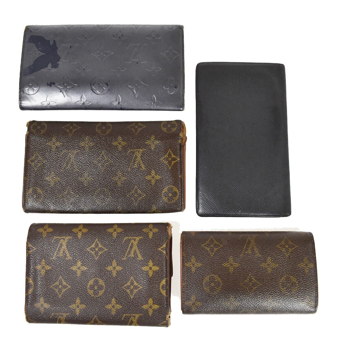 LOUIS VUITTON 5 Set Long Wallet Purse Monogram Matte Taiga Leather Brown 61GA567