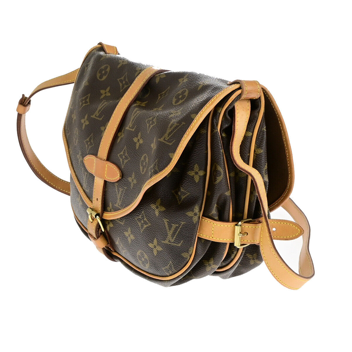 LOUIS VUITTON Logo Saumur 30 Shoulder Bag Monogram Leather Brown M42256 18YF645