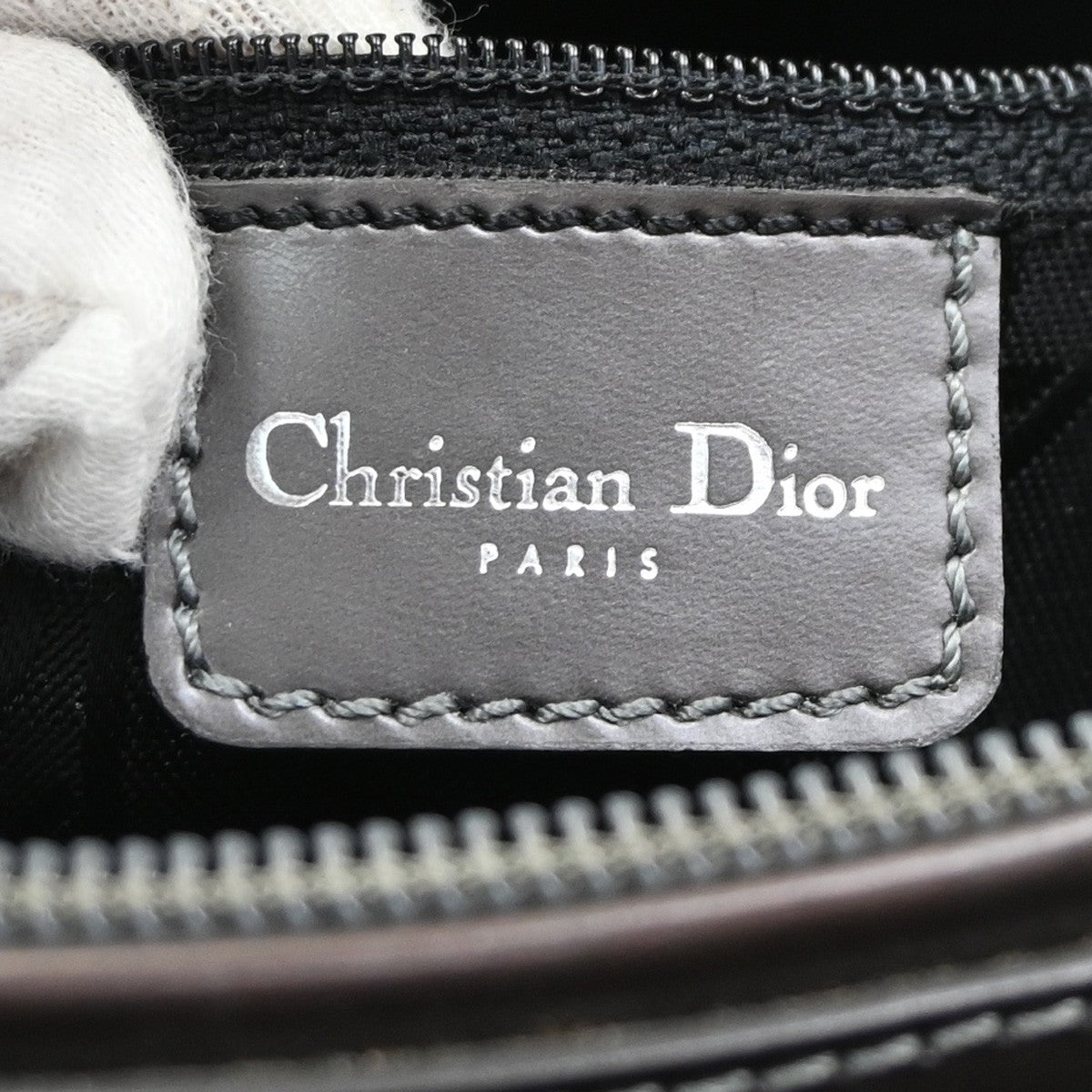 CHRISTIAN DIOR Malice Pearl 2Way Shoulder Bag Patent Leather Grey Italy 52RL541