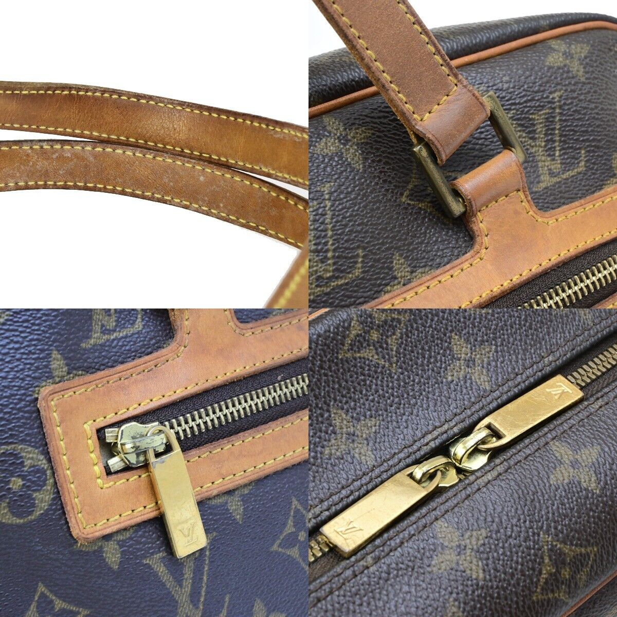 LOUIS VUITTON LV Logo Cite GM Shoulder Bag Monogram Leather Brown M51181 87ED376