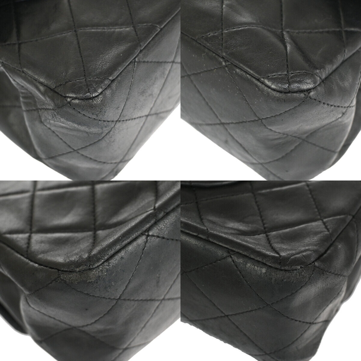 CHANEL CC Matelasse 25 Double Flap Chain Shoulder Bag Leather Black GHW 373RJ561