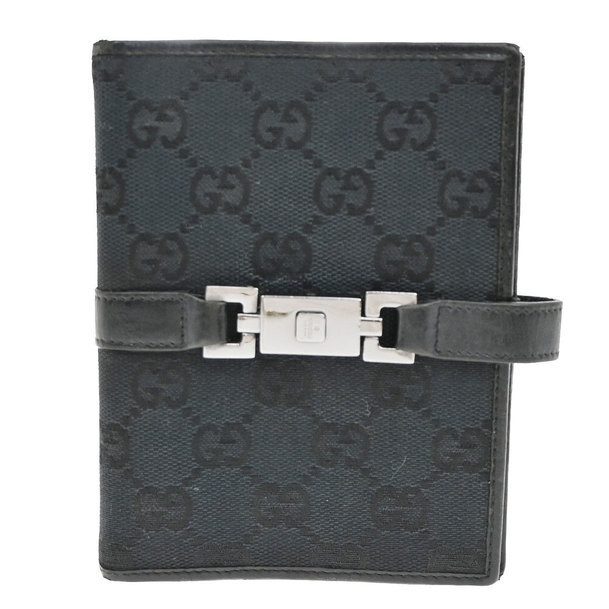 GUCCI GG pattern Jackie Agenda Day Planner Cover Canvas Leather Black 07KB464