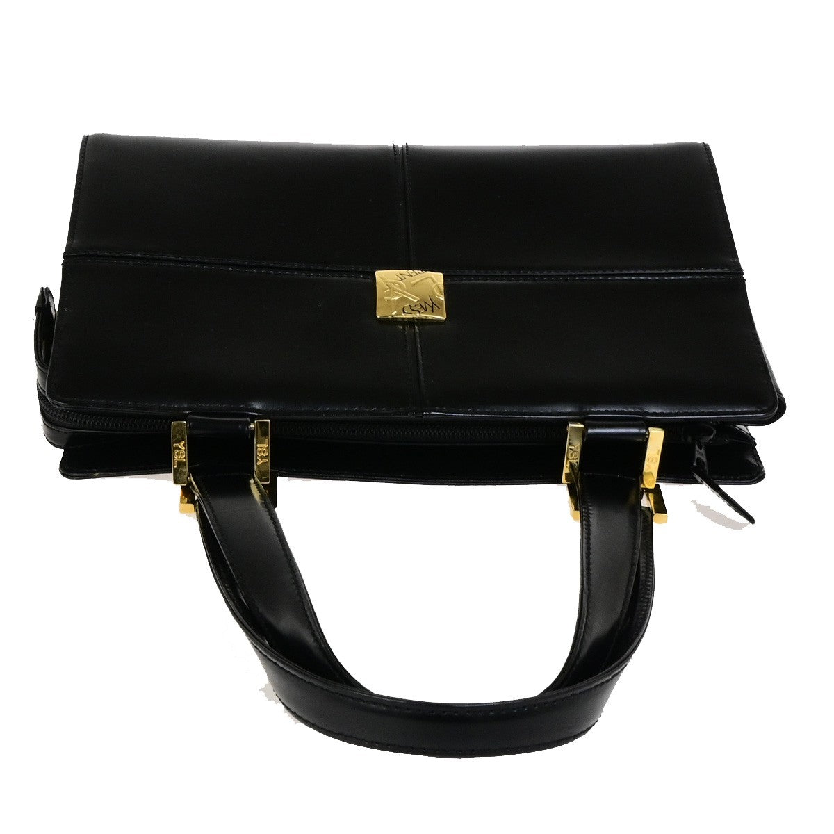 YVES SAINT LAURENT YSL Logo Shoulder Bag Leather Black Gold GHW 39YG825