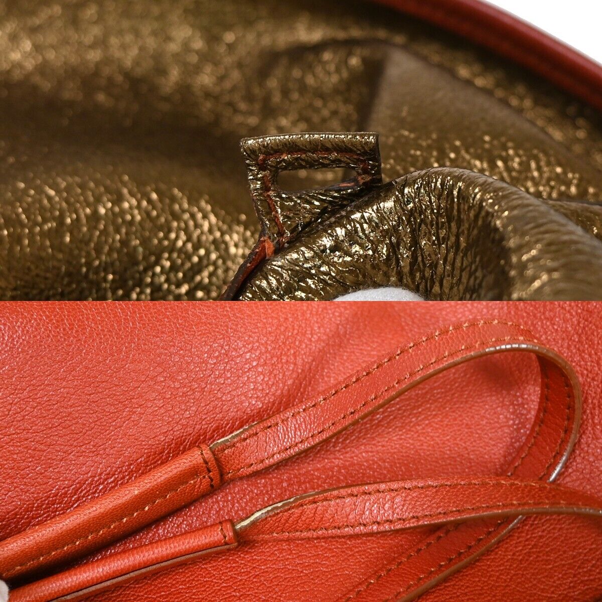 YVES SAINT LAURENT Y Neo Double Reversible Shoulder Bag Leather Red Gold 33YG808