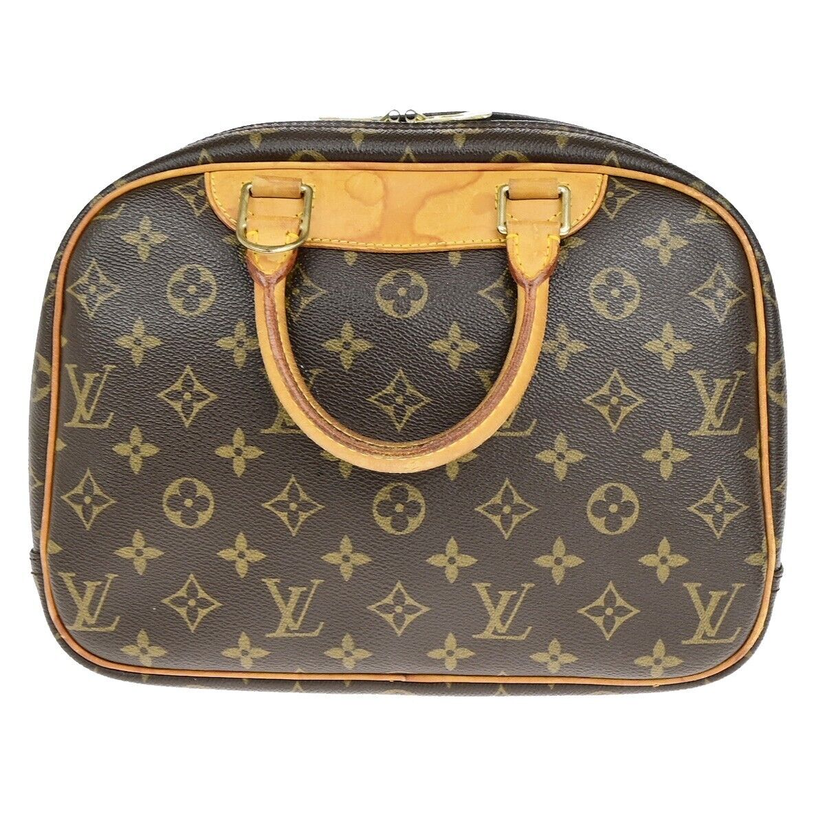 LOUIS VUITTON LV Logo Trouville Hand Bag Monogram Leather Brown M42228 83ED019