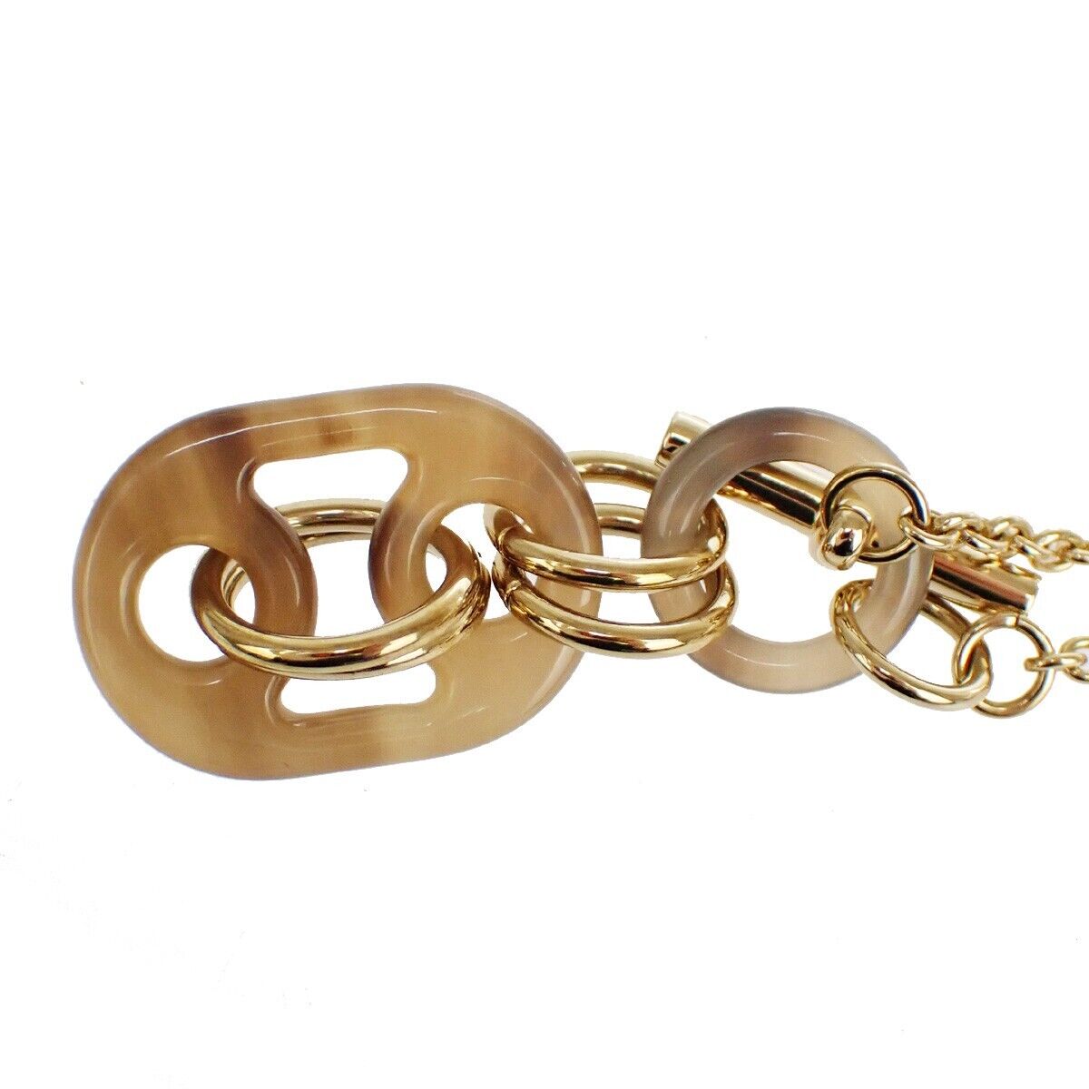 HERMES Logo Eurydice Chain Necklace Pendant Gold France Accessory 11RJ102