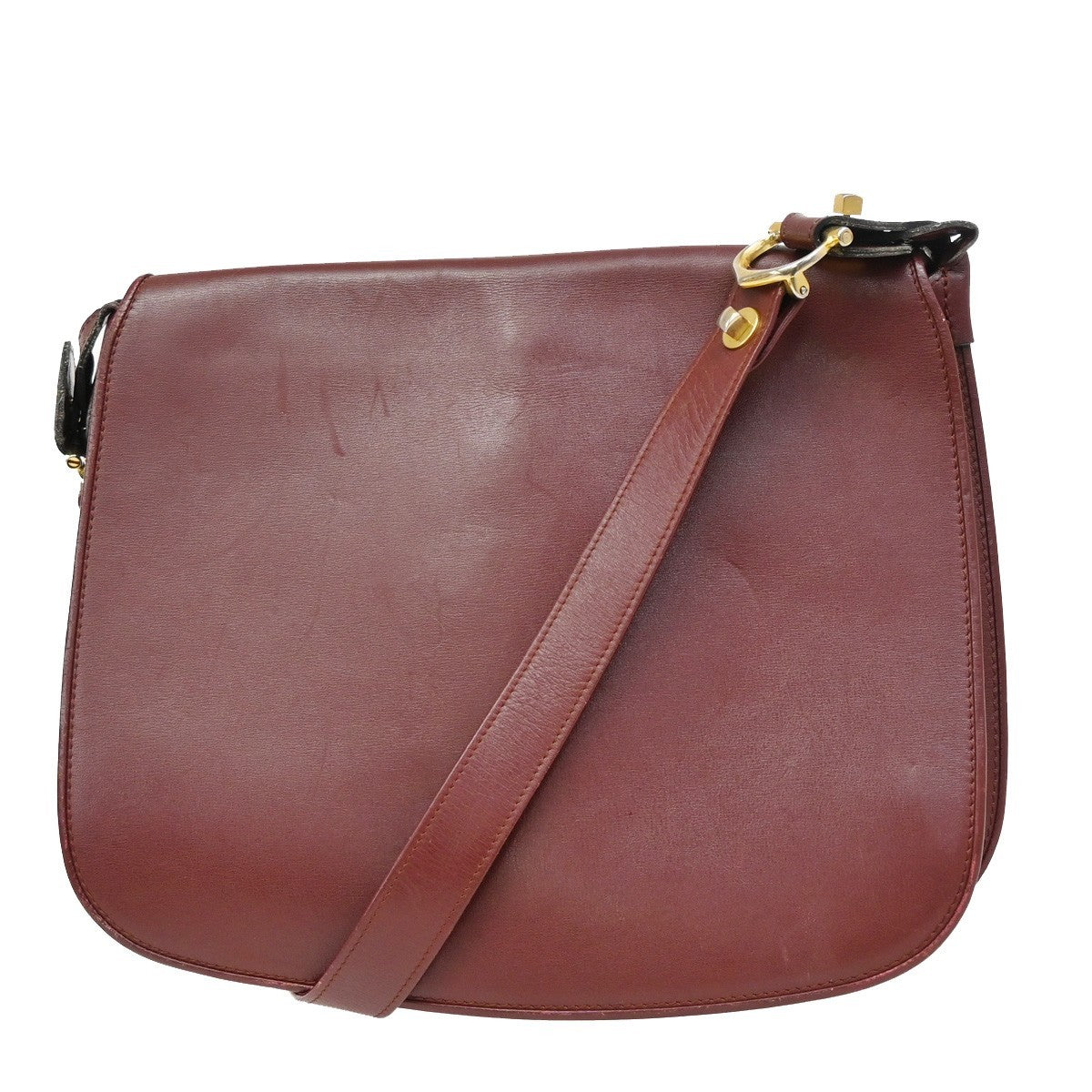 MUST DE CARTIER 2C Logo Shoulder Bag Leather Red GHW ITtaly 02KP168