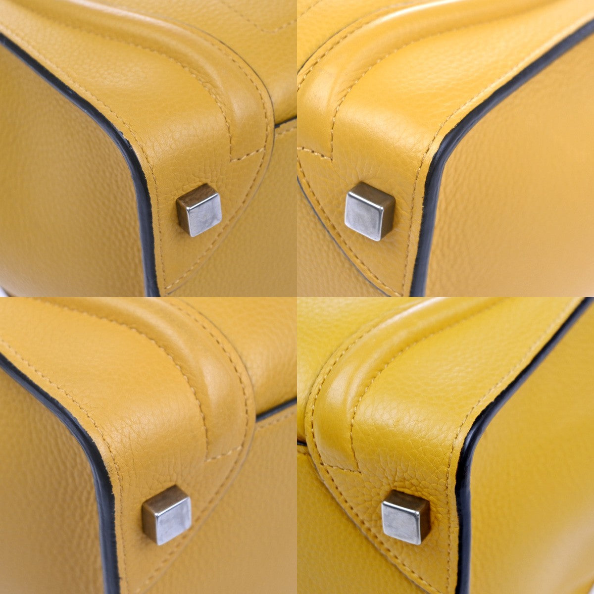 CELINE Luggage Micro Top Handle Tote Hand Bag Leather Yellow SHW Italy 667RL904