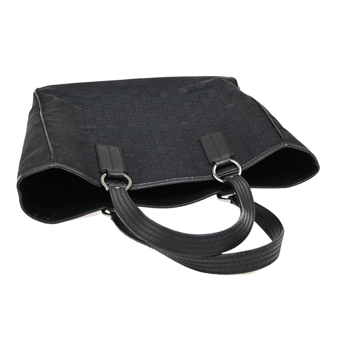 GUCCI Logo GG Pattern Shoulder Hand Bag studs Canvas Leather Black Italy 61EE316