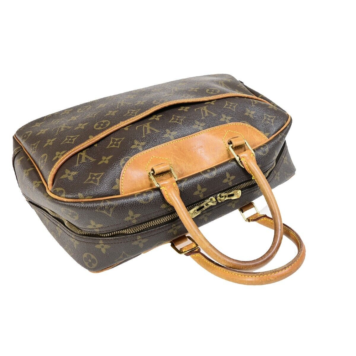 LOUIS VUITTON LV Logo Deauville Hand Bag Monogram Leather Brown M47270 32FB018