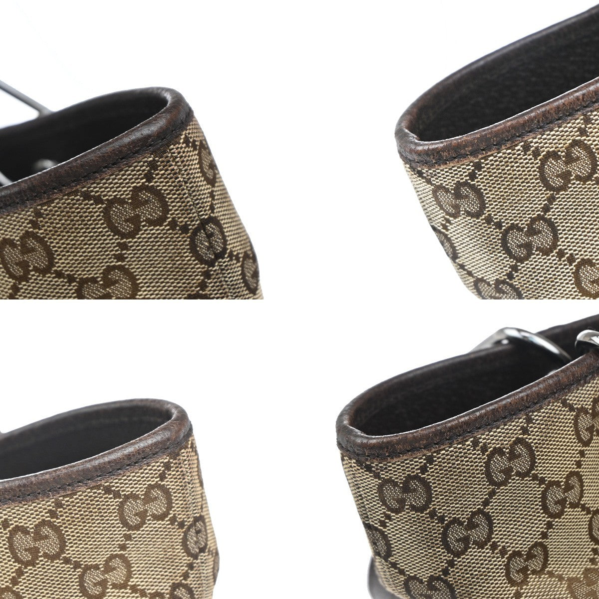 GUCCI Logo GG Pattern Shoulder Bag Canvas Leather Brown Silver Italy 61KB384