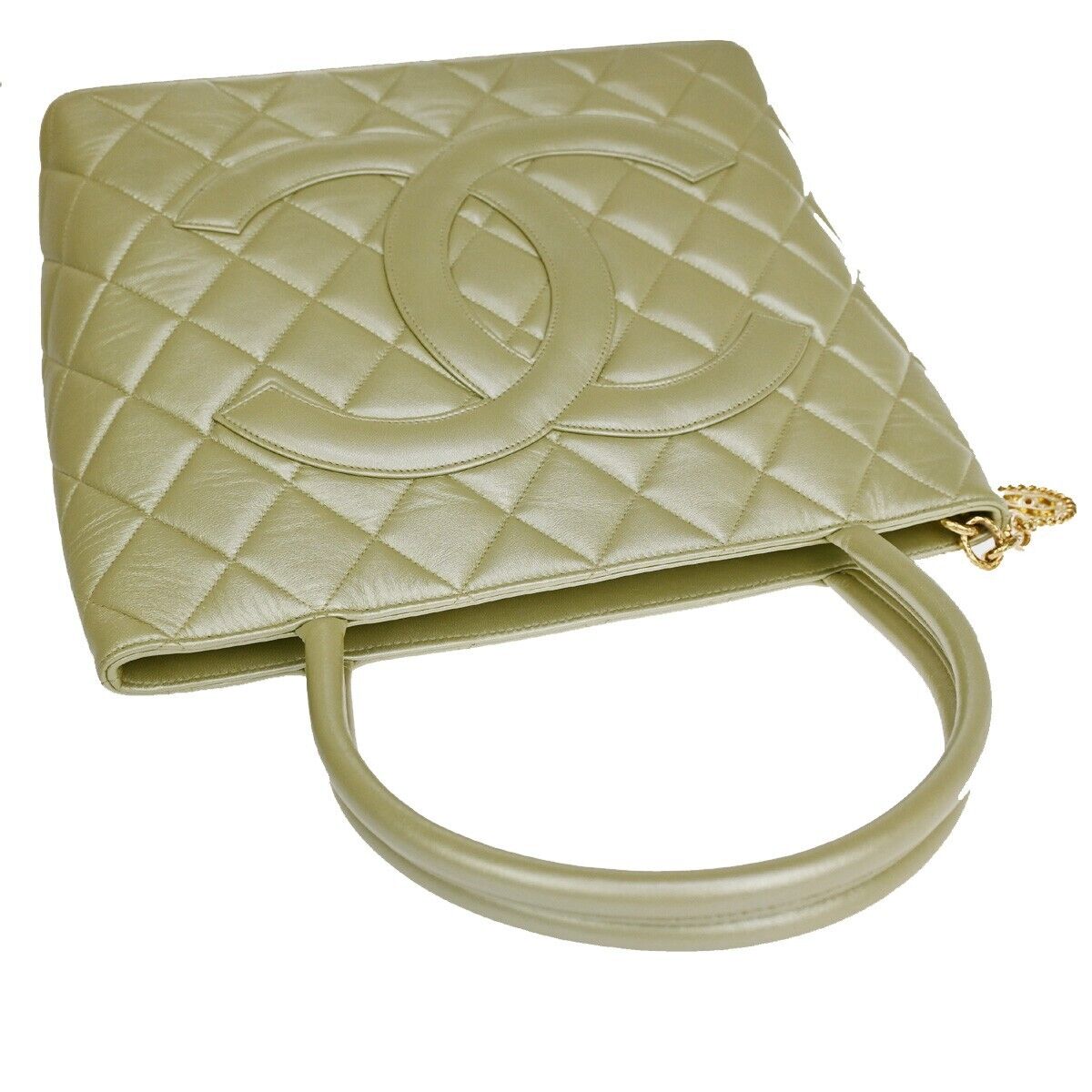 CHANEL CC Matelasse Shoulder Tote Bag Leather Light Gold GHW France 310LC398
